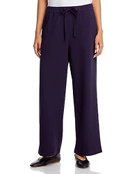 Eileen Fisher Waffle Double Knit Wide Ankle Pants with Drawstring