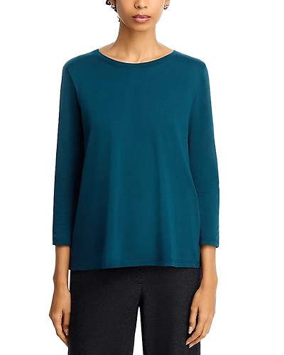 Eileen Fisher Cotton Round Neck Easy Top