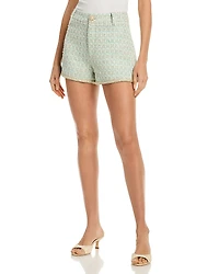 Aqua Tweed Braided Hem Shorts - Exclusive