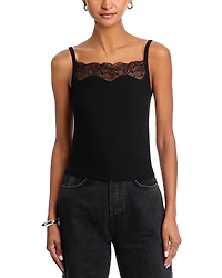 Re/Done Lace Ribbed Camisole Top