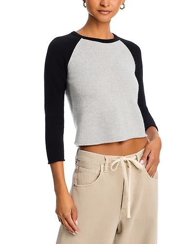 Re/Done Shrunken Baseball Raglan Cashmere Tee