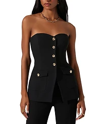 Astr the Label Milani Strapless Slim Fit Button Front Top