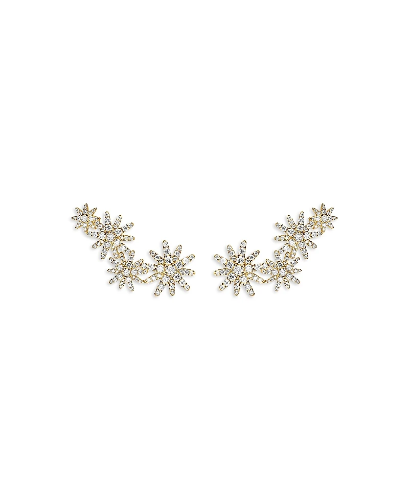Starburst Full Pave Climber Earrings