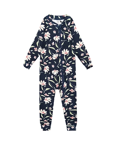 Deux par Girls' One-Piece Thermal Underwear Flower - Big Kid