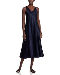 Eileen Fisher Petites Textured Satin V-Neck Maxi Dress