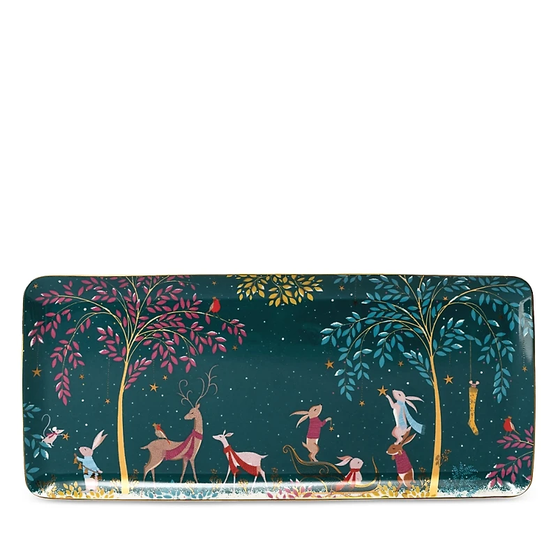 Portmeirion Sara Miller Woodland Tales Sandwich Tray, Deer Robin