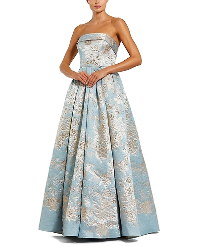 Mac Duggal Floral Brocade A Line Gown