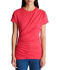 Balmain Draped T-Shirt with Buttons