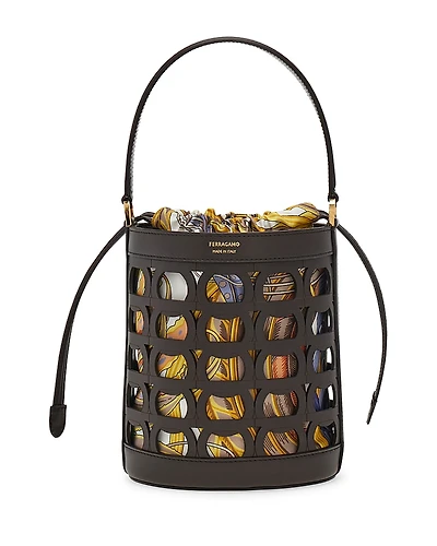 Ferragamo Gancini Mini Leather Bucket Bag