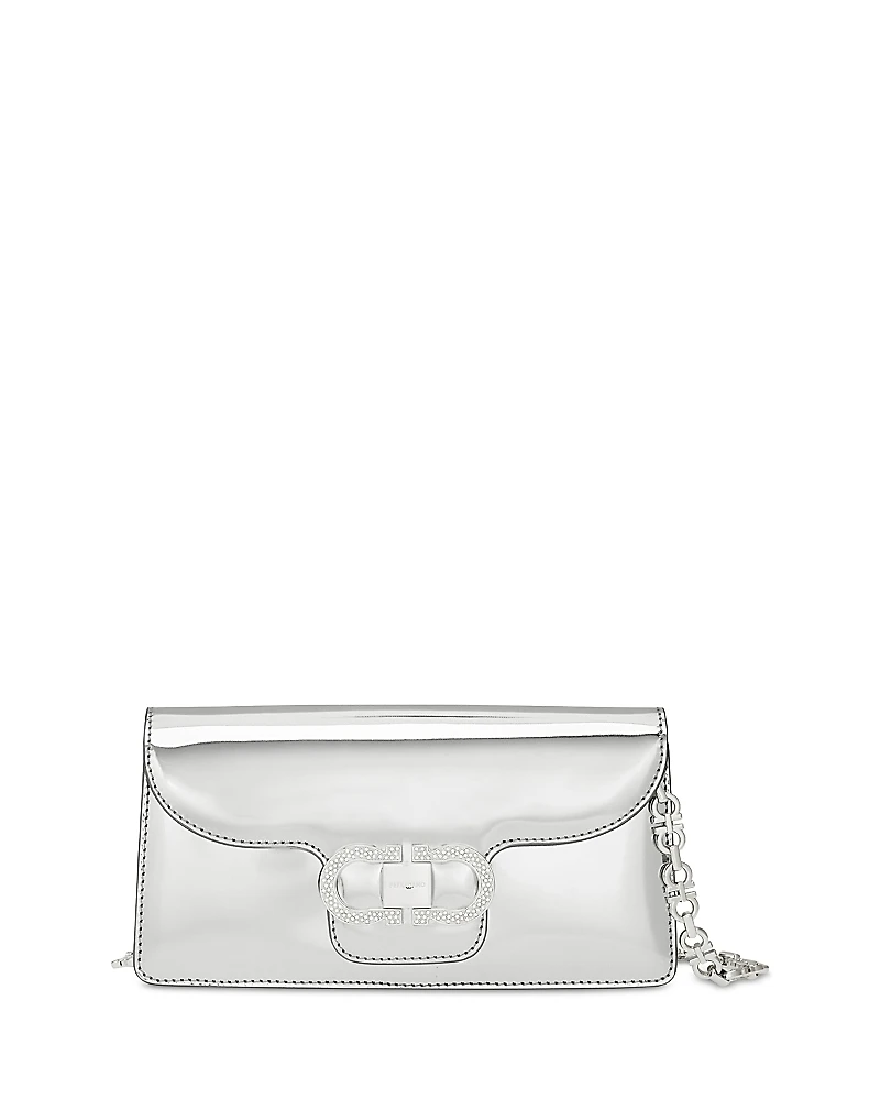 Ferragamo Double Gancini Mini Metallic Leather Chain Bag