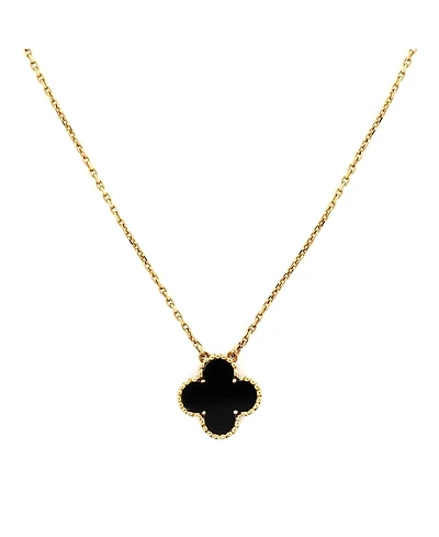Pre-Owned Van Cleef & Arpels Vintage Alhambra Pendant Necklace 18K Gold and Onyx