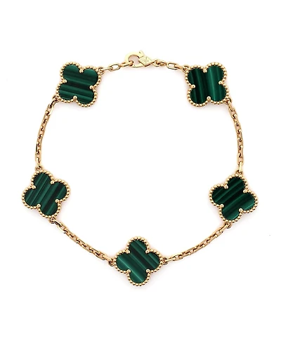 Pre-Owned Van Cleef & Arpels Vintage Alhambra 5 Motifs Bracelet 18K Gold and Malachite