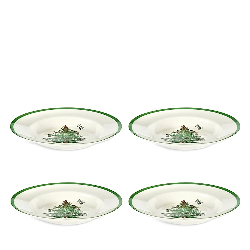 Spode Christmas Tree Soup Plates, Set of 4