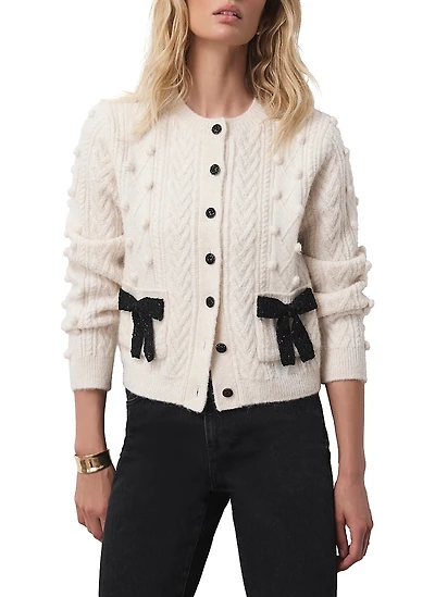 Mint Velvet Women's Bow Detail Wool Blend Cardigan