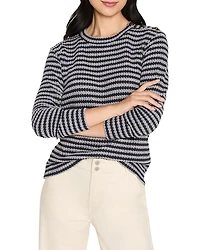 Nic+Zoe Texture Stripe Button Shoulder Top