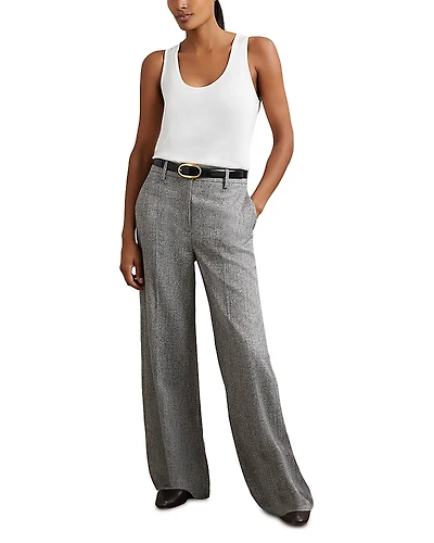 Reiss Petite Texture Wide Leg Pants