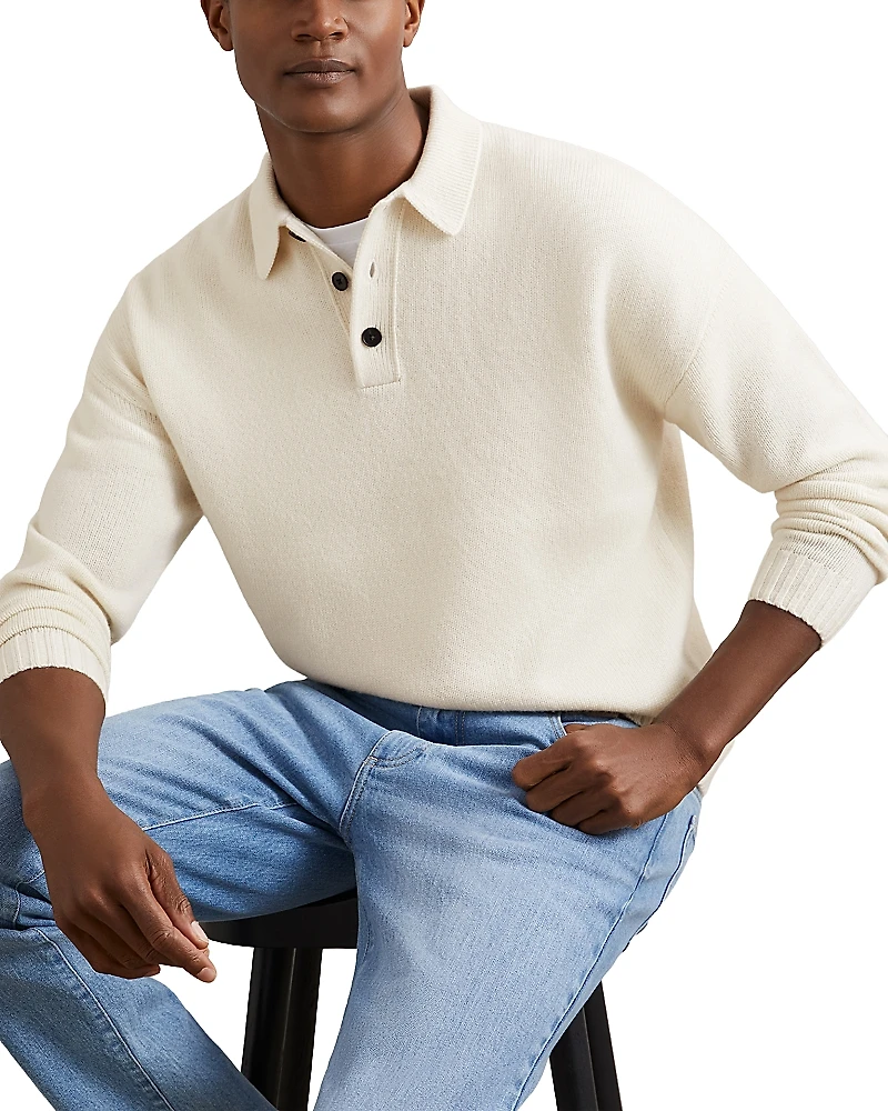 Reiss Half Button Relaxed Fit Sweater
