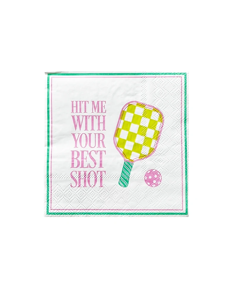 Jollity & Co. Pickleball Social Club "Hit Me With Your Best Shot" Paper Cocktail Napkins, Set of 20