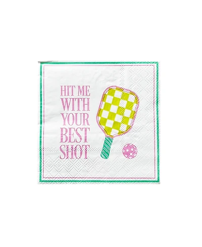 Jollity & Co. Pickleball Social Club "Hit Me With Your Best Shot" Paper Cocktail Napkins, Set of 20