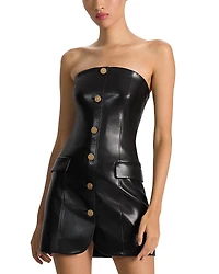 Alice and Olivia Madison Faux Leather Strapless Dress