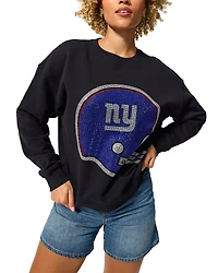 Terez Ny Giants Black 1961 Helmet Rhinestone Crewneck Sweatshirt