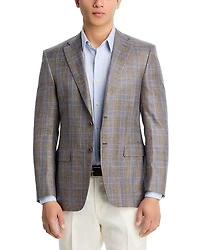 Canali Siena Wool, Silk, & Linen Melange Plaid Regular Fit Sport Coat