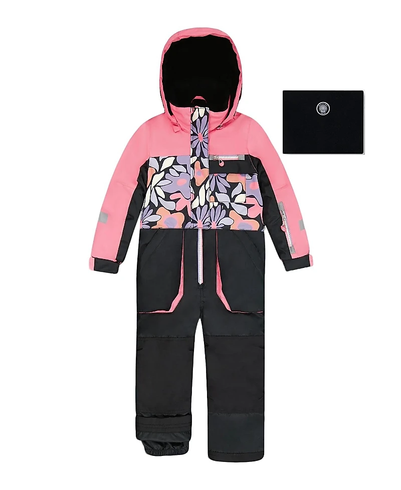 Deux par Girls' One-Piece Play Snowsuit Retro Flower - Big Kid