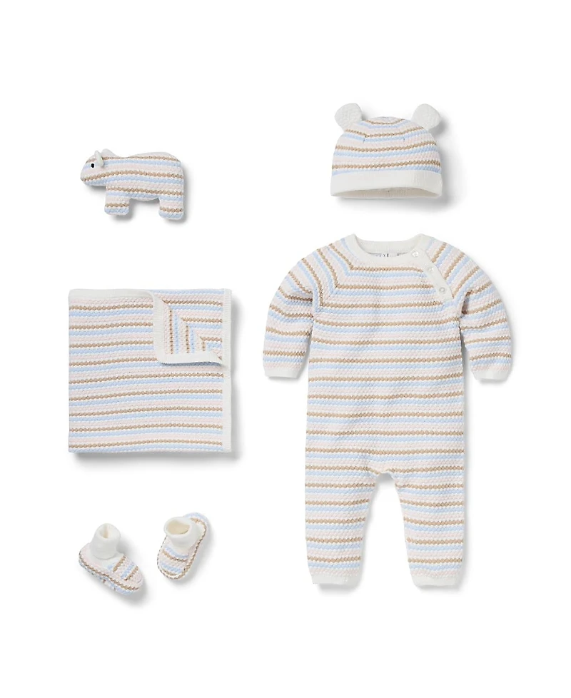 Janie and Jack Boys' Bundle of Love Striped Textured Knit Gift Set - Baby