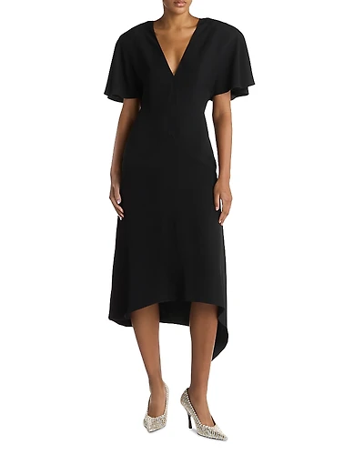 Stella McCartney Envers Satin Matt Side V Neck Dress