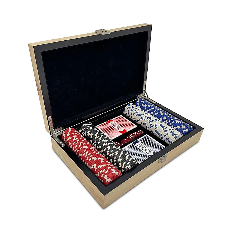 Tizo Natural Tan Burlwood 200 Chip Poker Set