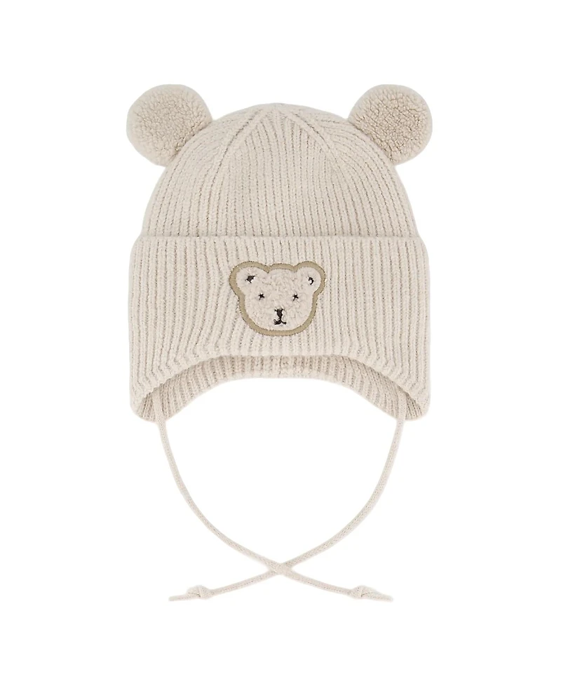 Deux par Deux Unisex Lined Winter Knit Hat with Ear Flaps - Baby
