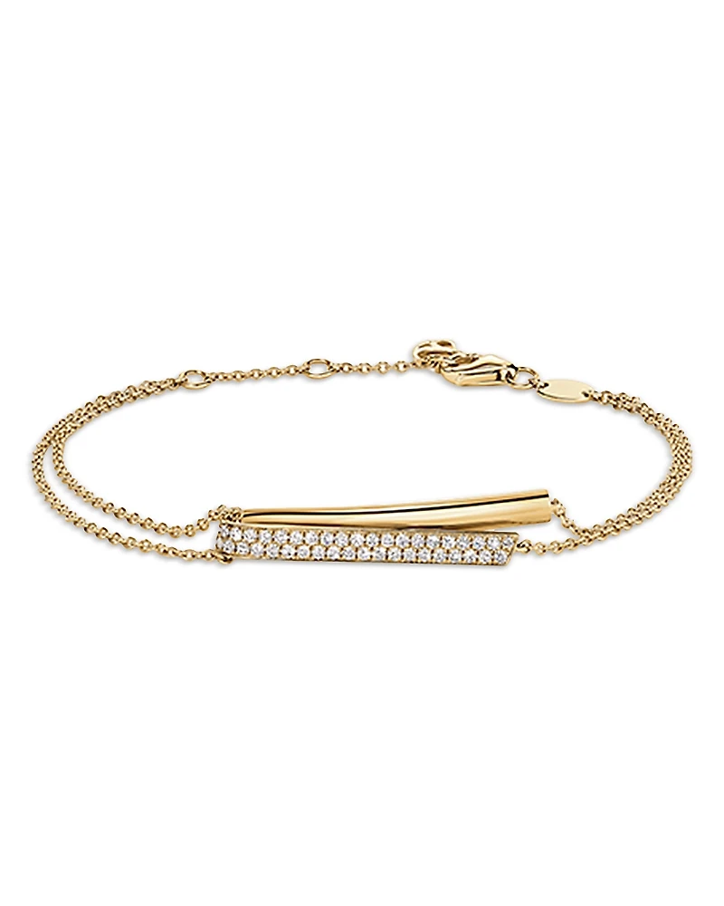 Hearts On Fire 18K Yellow Gold Inside Out Diamond Flip Double Strand Chain Bracelet