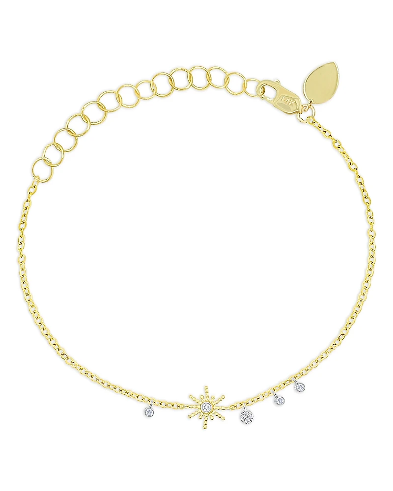 Meira T 14K White & Yellow Gold Diamond Starburst Charm Chain Bracelet