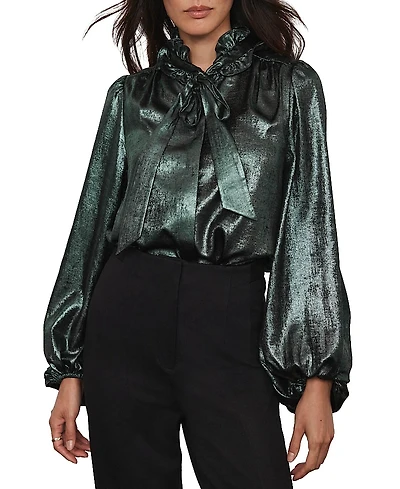 Mint Velvet Women's Metallic Bow Blouse Top