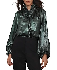 Mint Velvet Women's Metallic Bow Blouse Top