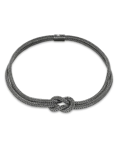 John Hardy Dark Sterling Silver Love Knot Double Strand Chain Necklace