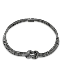 John Hardy Dark Sterling Silver Love Knot Double Strand Chain Necklace