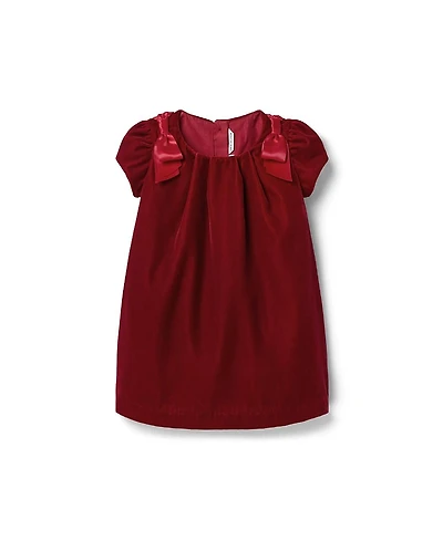 Janie and Jack Girls' The Velvet Shoulder Bow Dress - Baby, Little Kid, Big Kid
