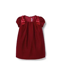 Janie and Jack Girls' The Velvet Shoulder Bow Dress - Baby, Little Kid, Big Kid