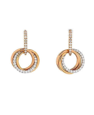 Pre-Owned Cartier Trinity Hoop Dangle Earrings 18K Tricolor Gold with Diamonds