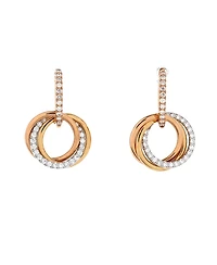 Pre-Owned Cartier Trinity Hoop Dangle Earrings 18K Tricolor Gold with Diamonds
