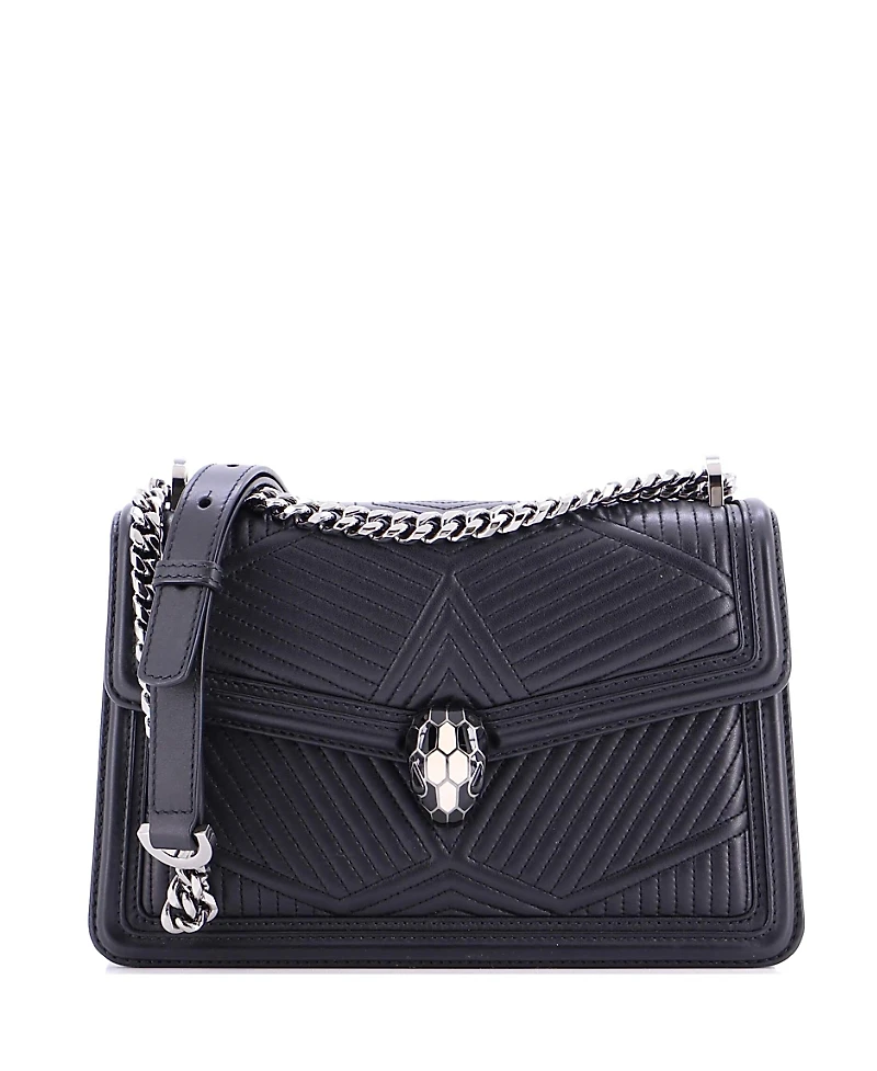 Pre-Owned Bvlgari Small Serpenti Diamond Blast Shoulder Bag Quilted Leather