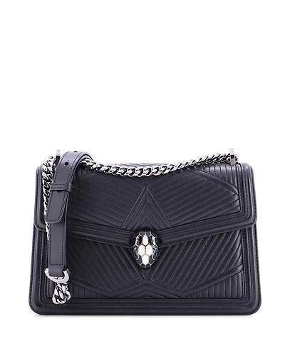 Pre-Owned Bvlgari Small Serpenti Diamond Blast Shoulder Bag Quilted Leather