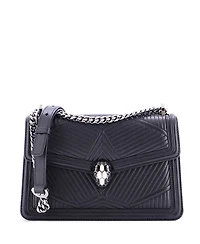 Pre-Owned Bvlgari Small Serpenti Diamond Blast Shoulder Bag Quilted Leather