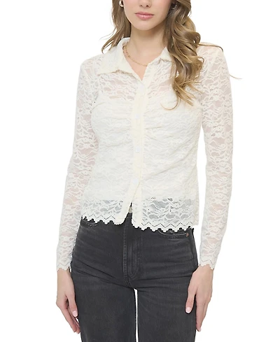 Central Park West Women's Stella Stretch Lace Buttondown