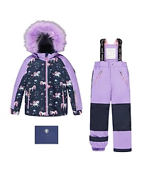 Deux par Girls' Two-Piece Play Snowsuit Unicorn Jacket - Big Kid