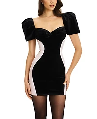 Miss Circle Nova Contoured Sweetheart Puff Sleeve Mini Dress