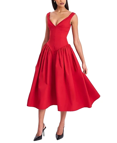 sachin and babi light blue dress Big Sheer Neck Puffy Elegant Red Ball Gown Prom Dress main image 1