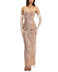 Miss Circle Quinci Beaded Sequin Sweetheart Maxi Dress