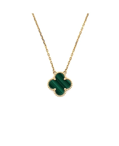 Pre-Owned Van Cleef & Arpels Vintage Alhambra Pendant Necklace 18K Gold and Malachite, 14.75 - 16.5